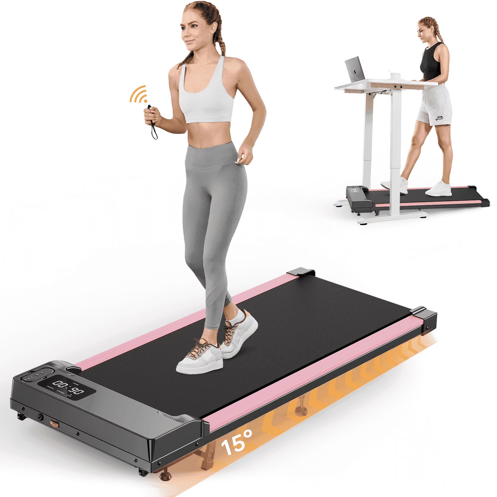 Walking Pad with Incline,Patbrela 2.5 HP Under Desk Treadmill Small with LED Display &Remote Control,4 in 1 Incline Walking Pad 300 Lbs Portable Treadmill for Home Office