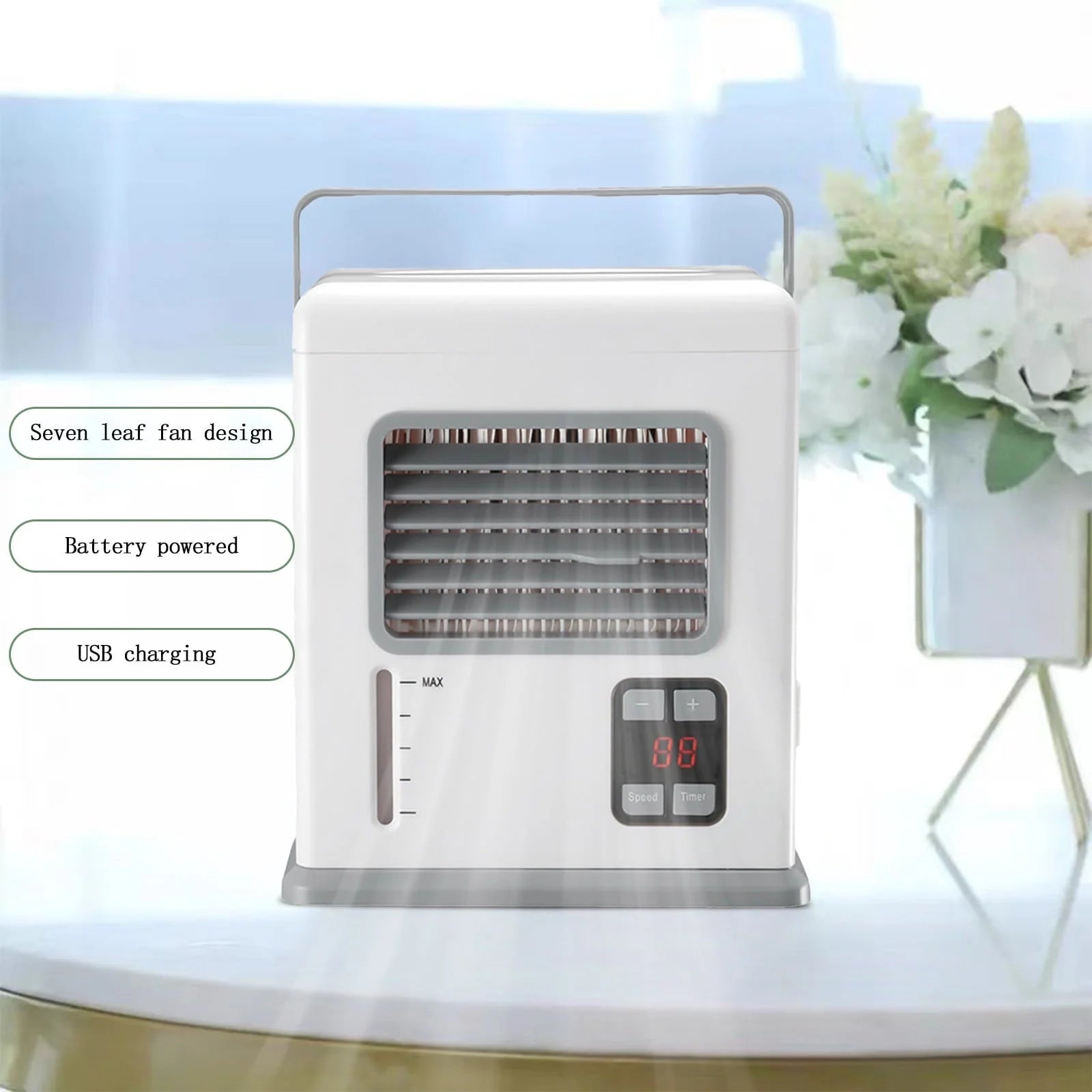 Dezsed Portable Air Conditioners Clearance Portable Air Conditioner, Evaporative Air Cooler In 2 Speed, Usb/Ac Air Conditioner with Timer for Home Office, Bedroom White