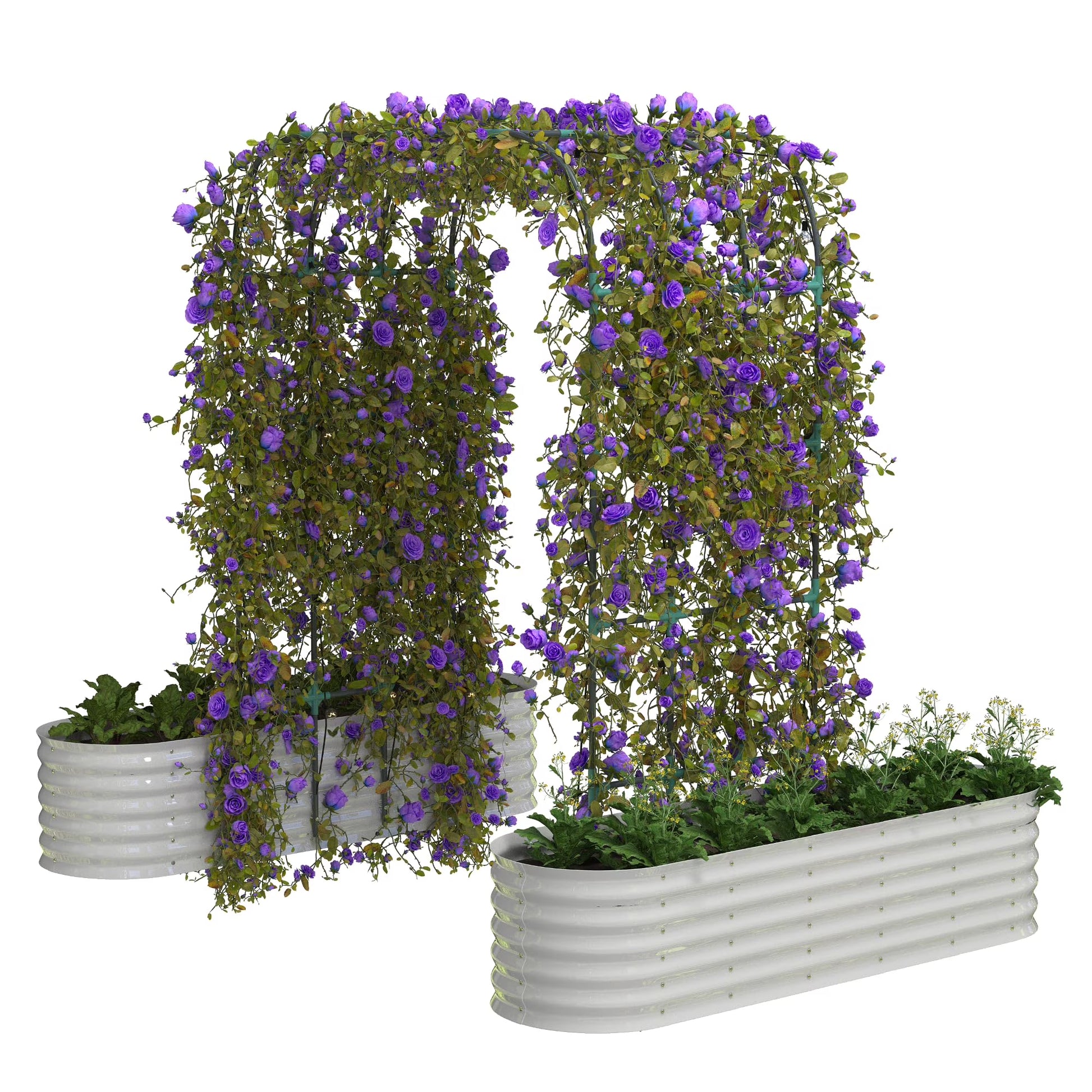 Riedhoff Raised Garden Bed with 95" H Tall Arch Trellis for Climbing Vegetables Flowers,Green