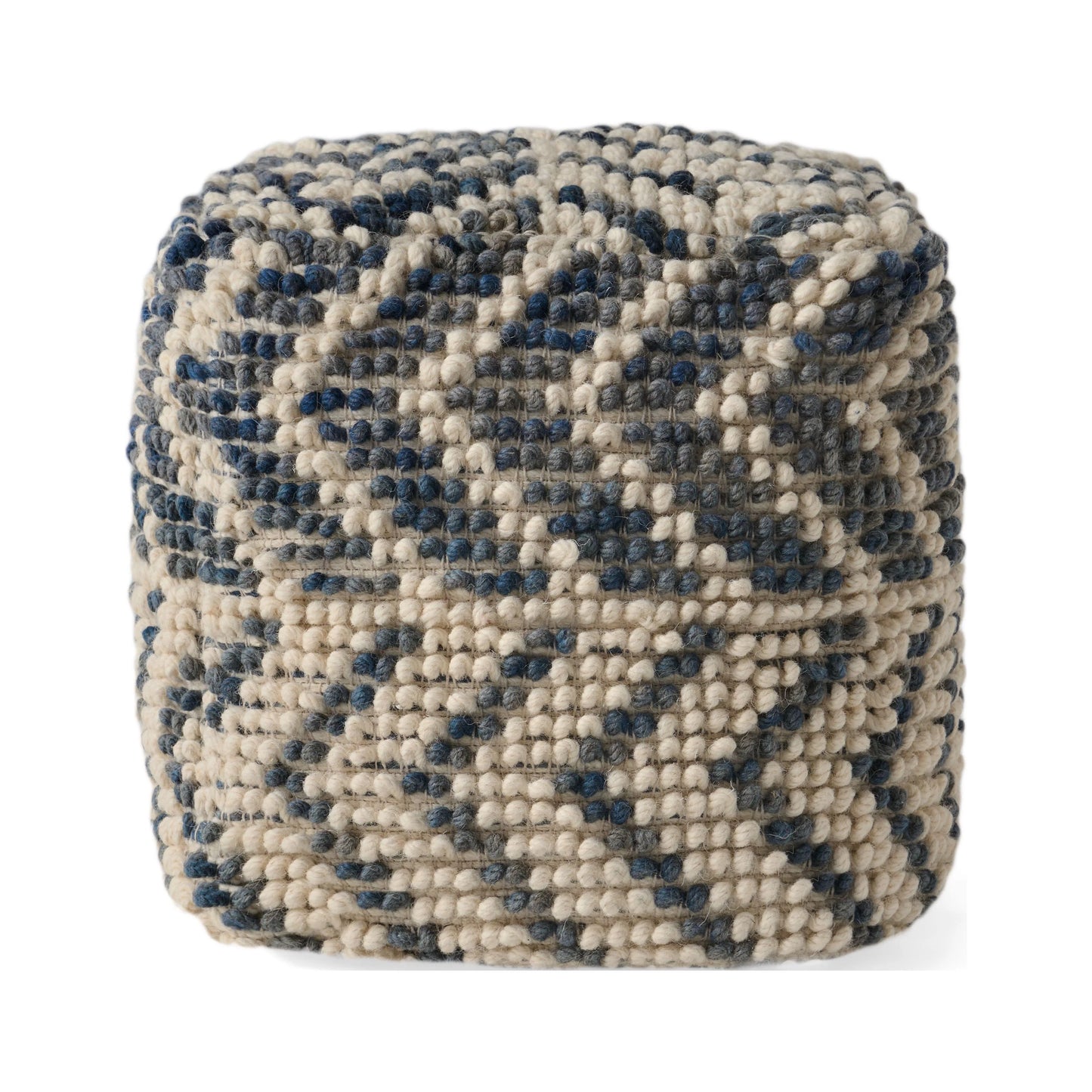 Noble House Cube Chevron Tufted Wool Pouf