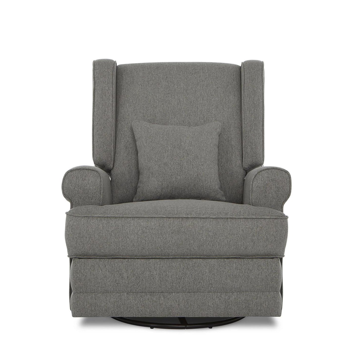 Evolur Melbourne Wing Back Swivel Glider I Nursery Glider I Durable Soft Fabric I Bonus Pillow In Iron