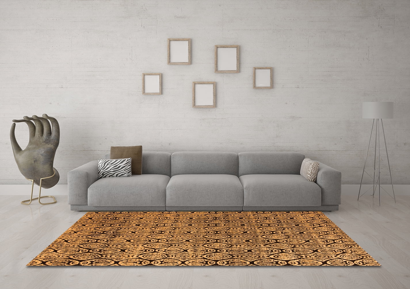 Ahgly Company Indoor Rectangle Abstract Orange Modern Area Rugs, 2' x 3'