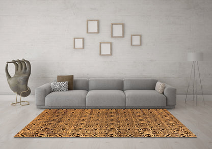 Ahgly Company Indoor Rectangle Abstract Orange Modern Area Rugs, 2' x 3'