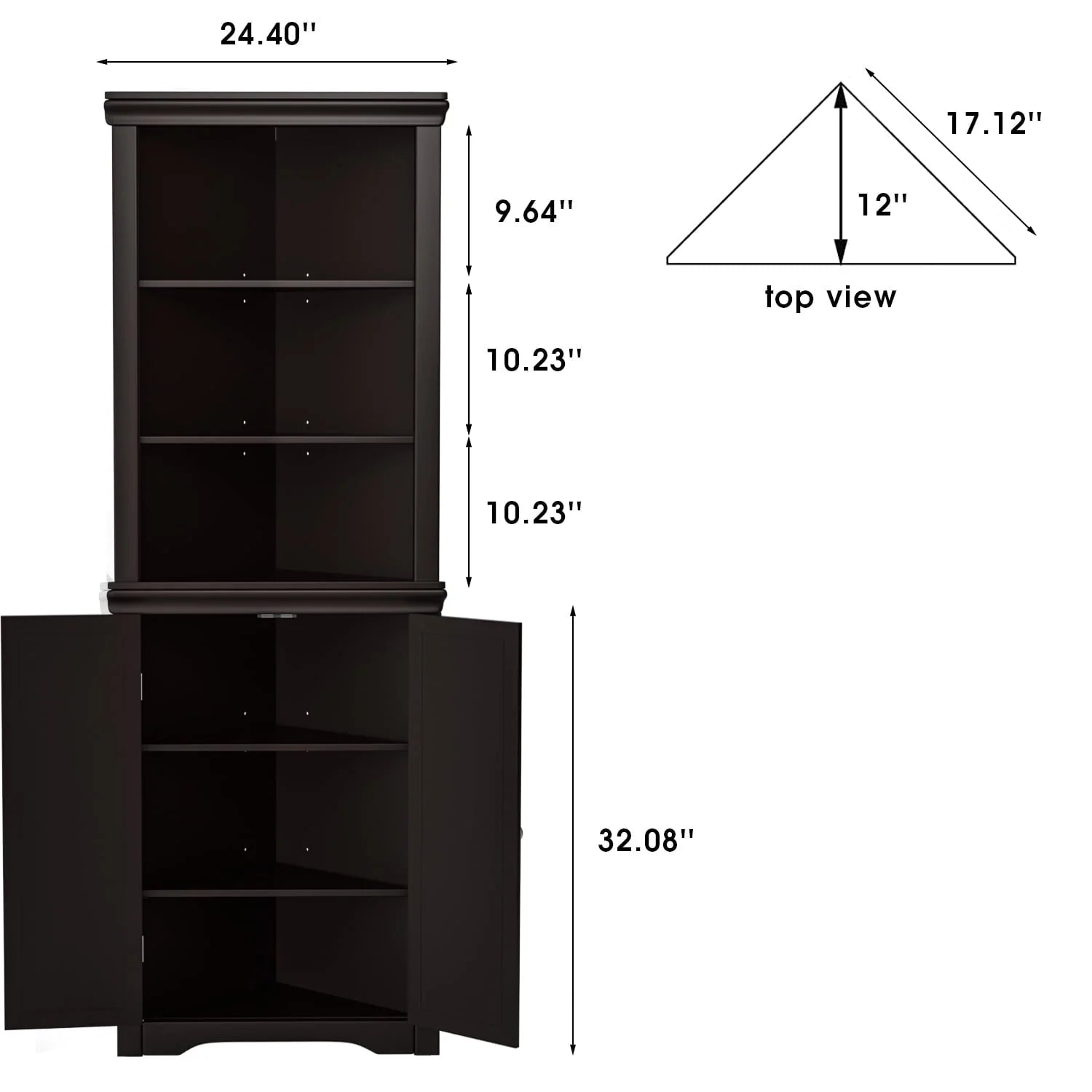 Furmax Corner Bookcase with Storage, Corner Bookshelf Stand Storage Rack for Living Room, Home Office, Kitchen, Small Space,White