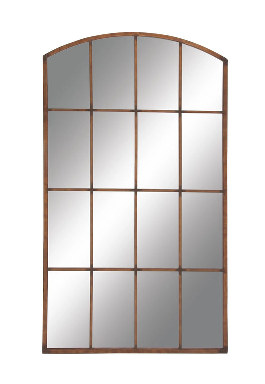 DecMode 39" x 71" Copper Window Pane Inspired Wall Mirror with Arched Top