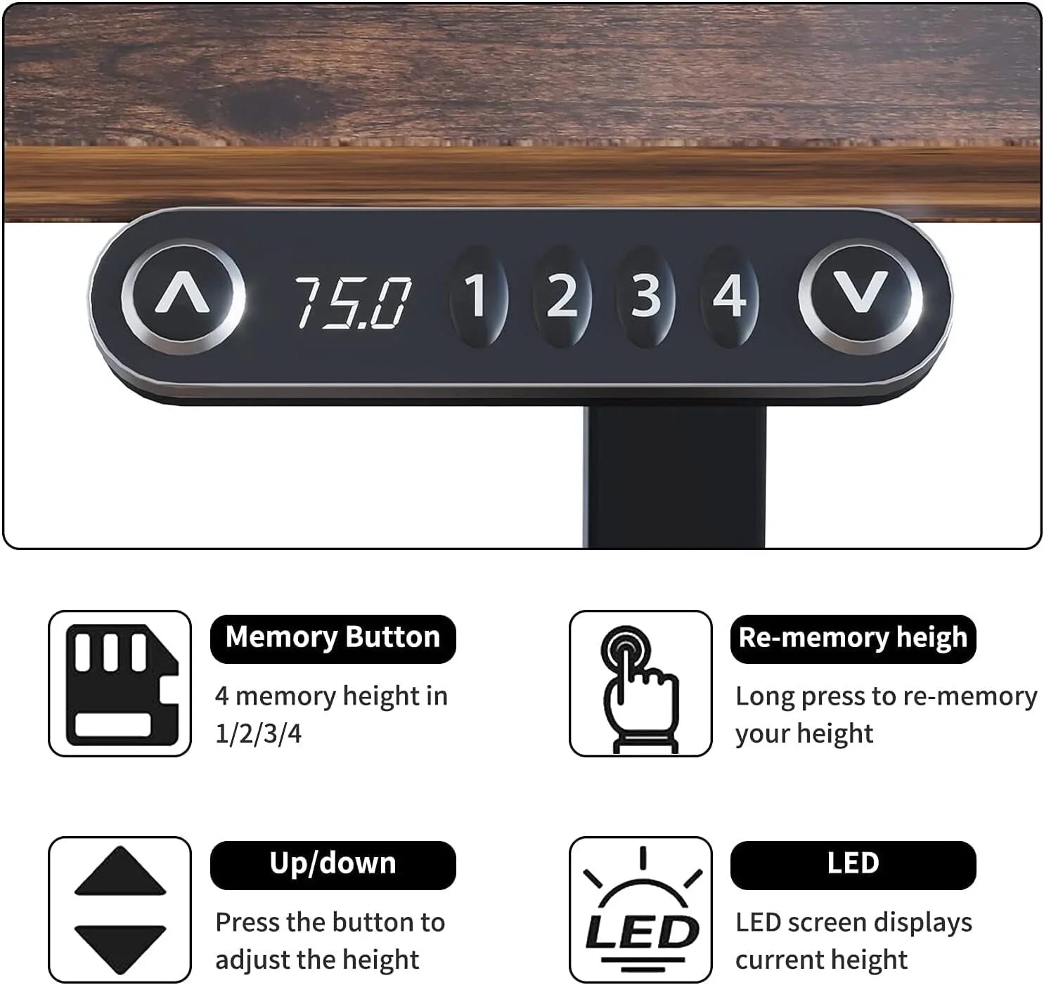 Electric Height Adjustable Standing Desk CometMin 63x 30 Inches Stand Up Desk Workstation Splice Board Home Office Computer Standing Table Ergonomic Desk (Black+ Brown, 63x30'')