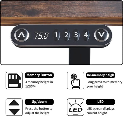 Electric Height Adjustable Standing Desk CometMin 63x 30 Inches Stand Up Desk Workstation Splice Board Home Office Computer Standing Table Ergonomic Desk (Black+ Brown, 63x30'')
