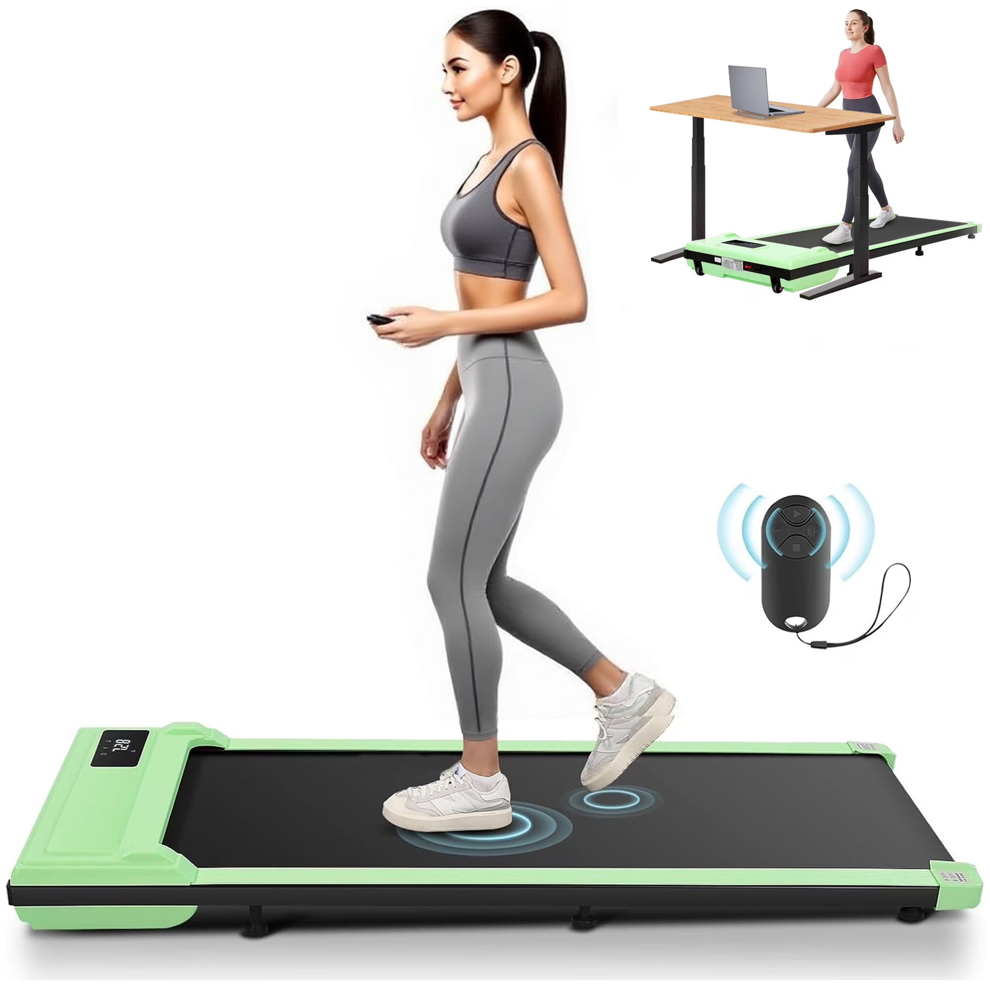 Walking Pad Treadmill, 2.5HP Under Desk Treadmill with Remote Control and LED Display, Portable Walking Treadmill for Home Office, Walking Jogging Machine with 300 lbs Weight Capacity