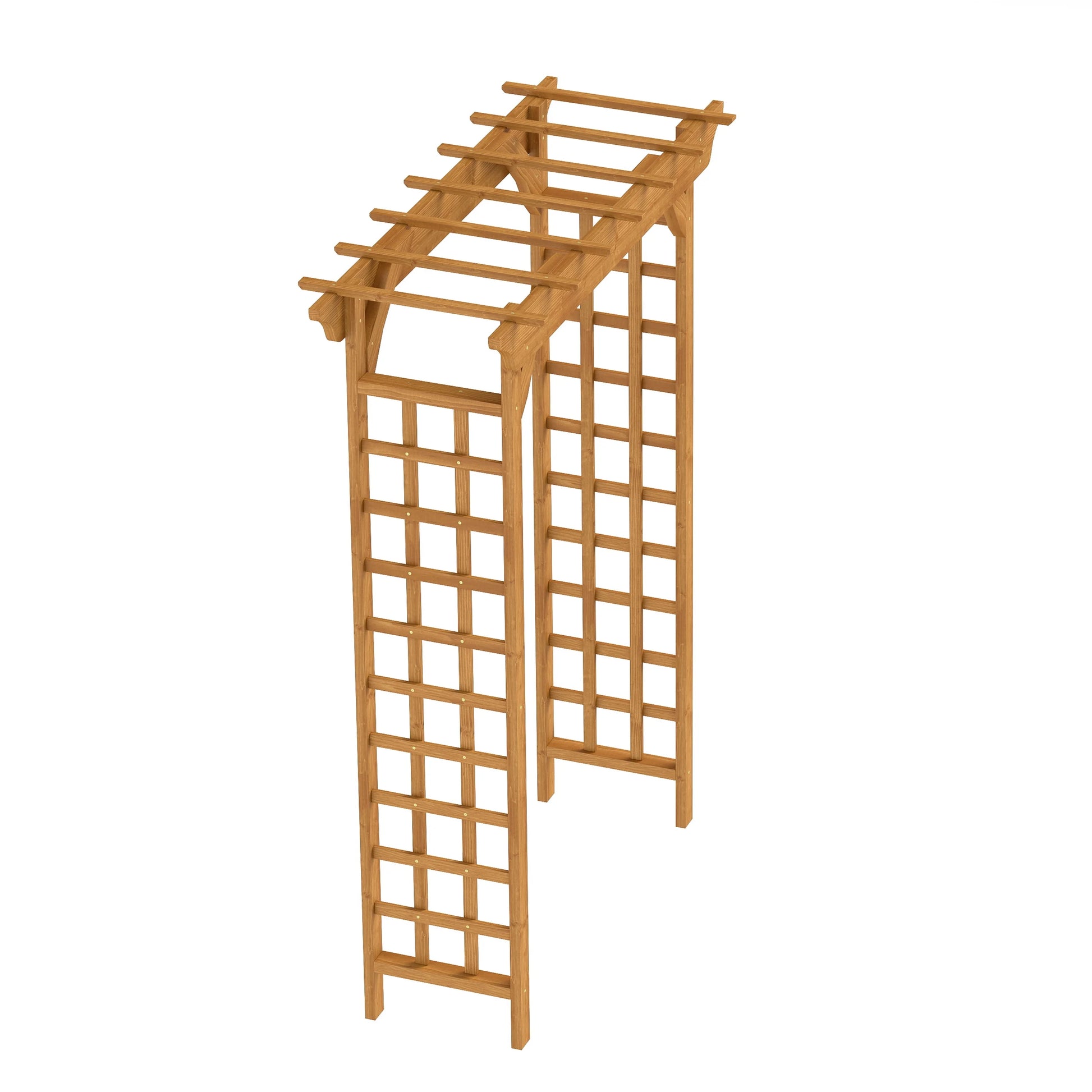 CAMSCH 85'' Premium Outdoor Wooden Arbor Arch with Trellis, Straight top, Pergola Arch for Climbing Plants, Wood Garden Yard Lattice, Wedding Arch for Ceremony, 63''(L) x 26''(W) x 85''(H)