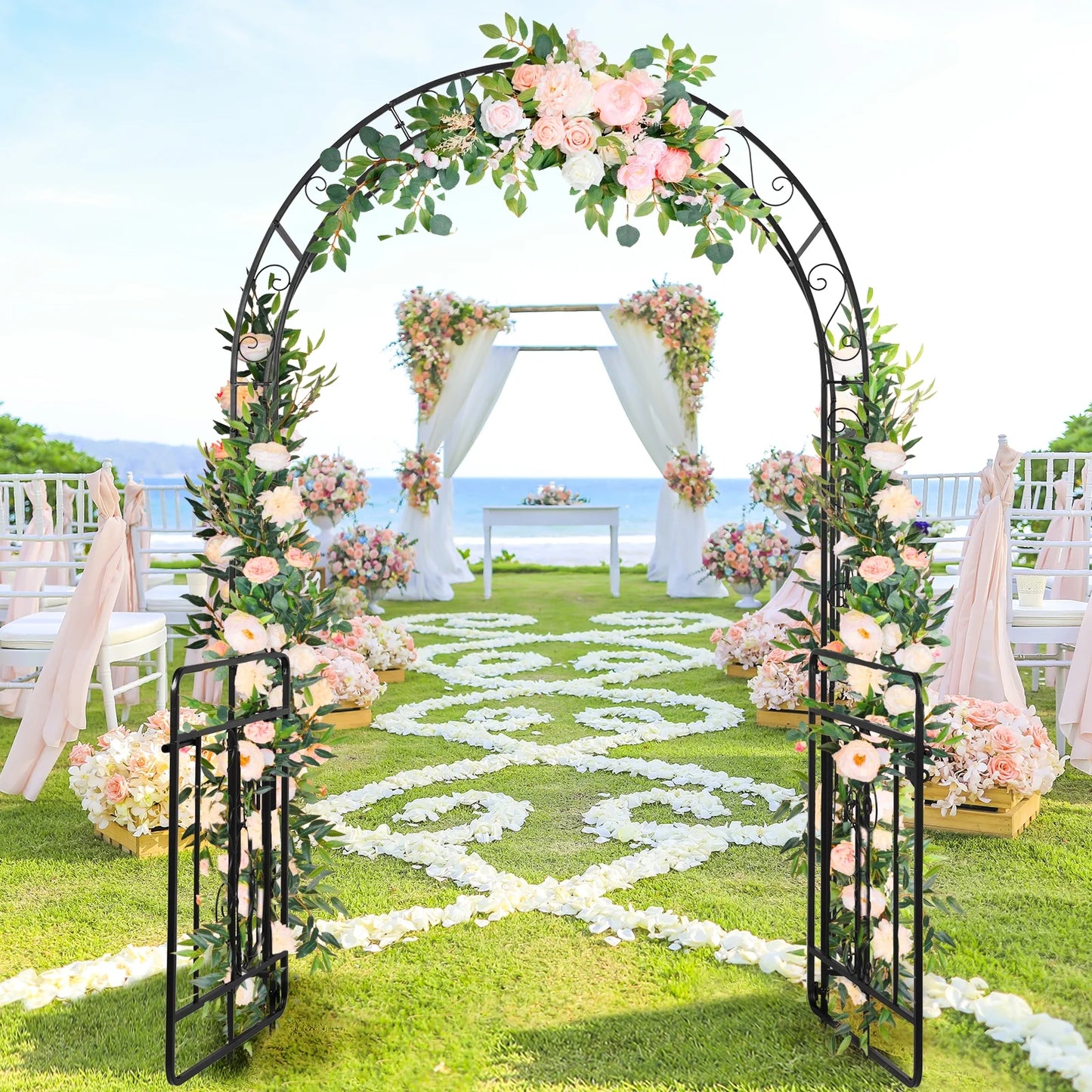 UBesGoo Garden Arch Arbor Trellis Steel Archway for Climbing Plants,7 Ft Iron