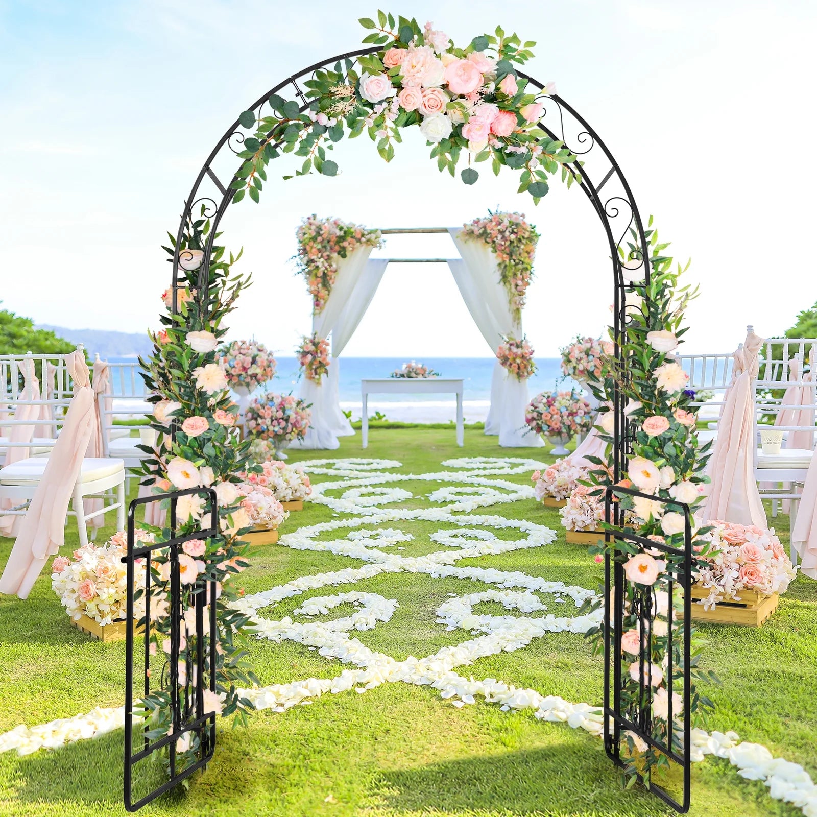 UBesGoo Garden Arch Arbor Trellis Steel Archway for Climbing Plants,7 Ft Iron