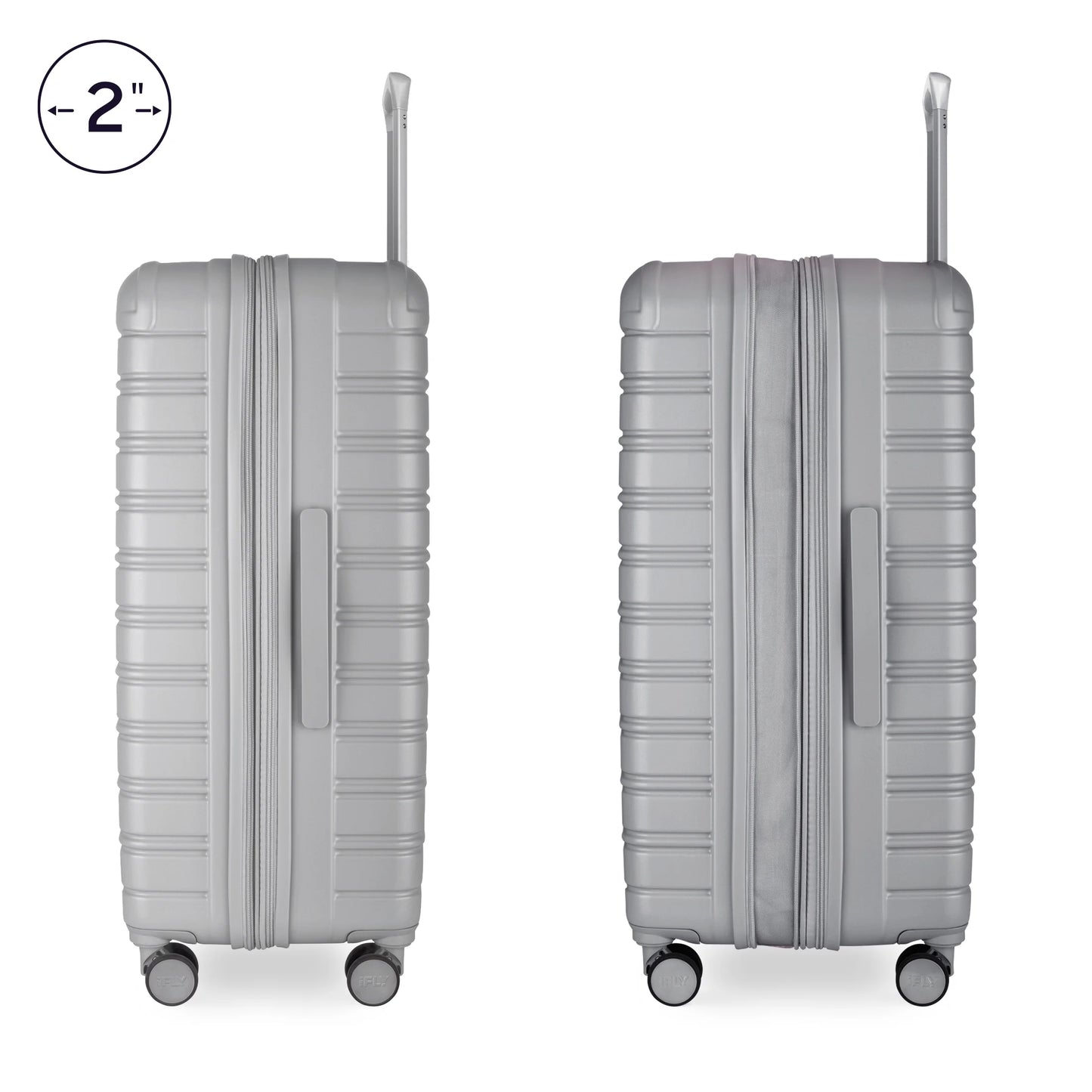 iFLY Hardside Fibertech 3.0 Matte 2 Piece Set, 20" Carry-on and 28" Checked Luggage, Ash