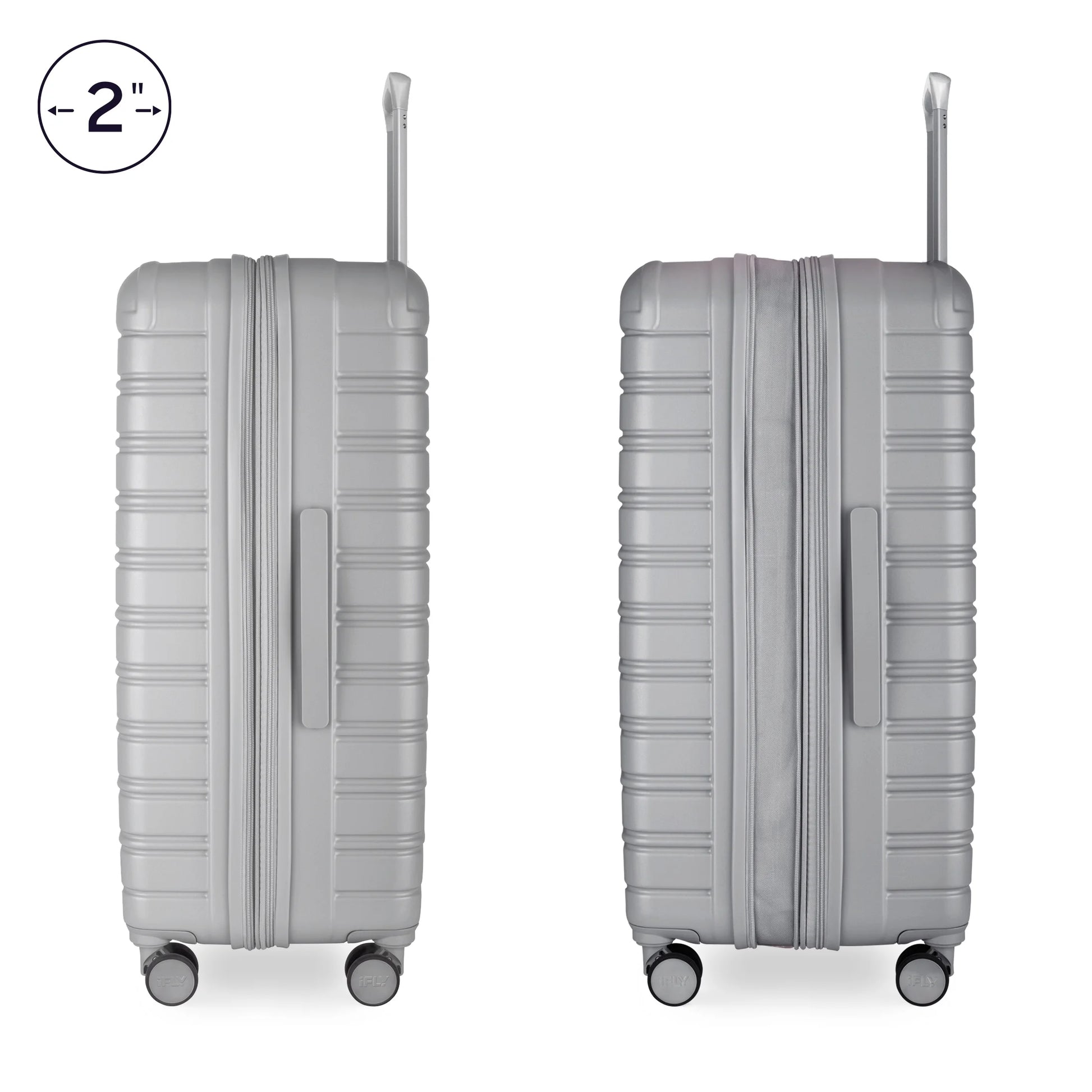 iFLY Hardside Fibertech 3.0 Matte 2 Piece Set, 20" Carry-on and 28" Checked Luggage, Ash