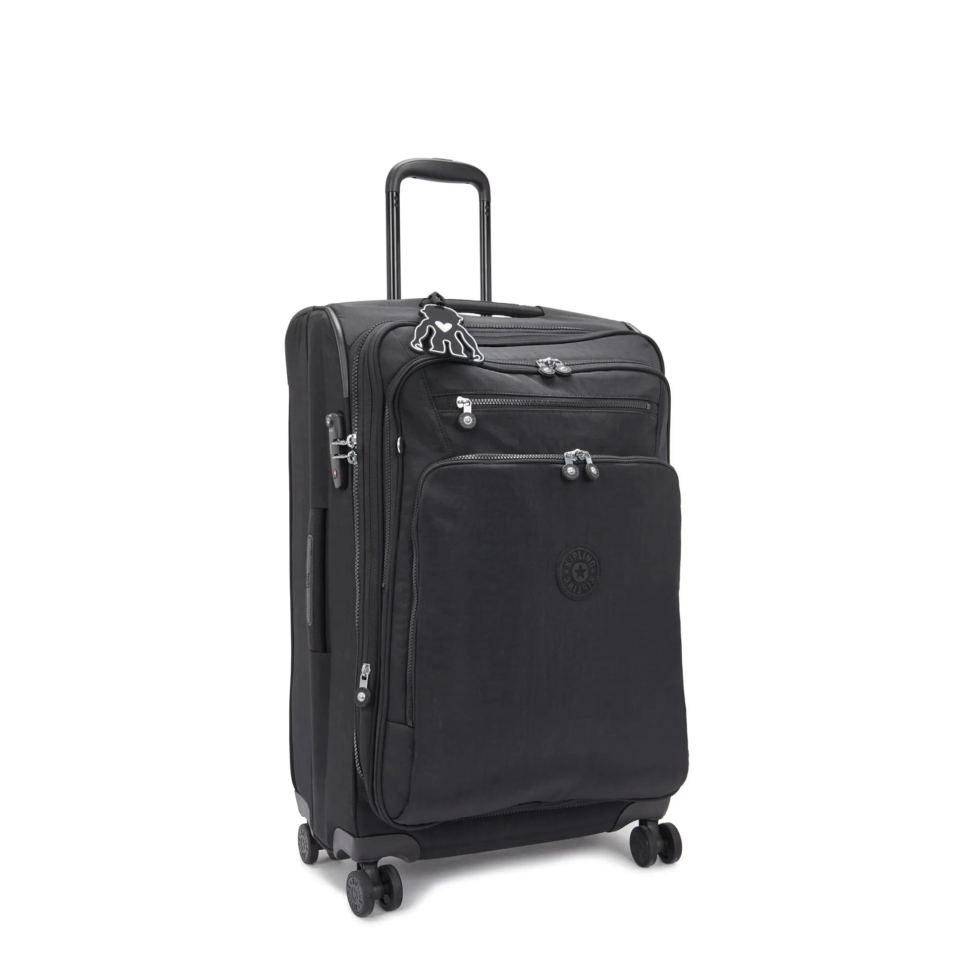 Kipling New Youri Spin Medium 4 Wheeled Rolling Luggage Black Noir