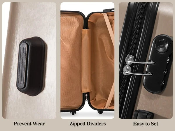 4-Piece Hardshell Luggage Set (18", 20", 24", 28") w/Corner Guards Lightweight Nestable Family Suitcases, 360° Wheels & Wet-Dry Compartment