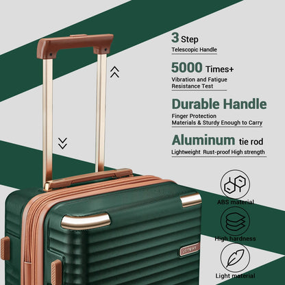 Joyway 3-Piece Carry-On Luggage Set with Swivel TSA Lock and Leather Carry Bag