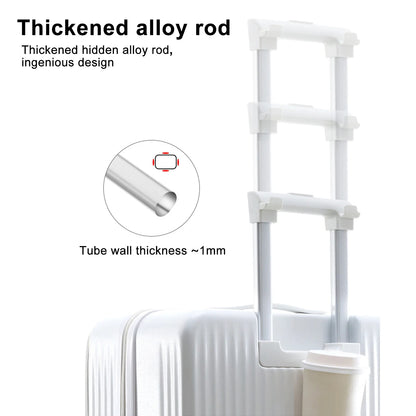 24 Inch Checked Luggage with Front Pocket, USB Charging Port, Built-in lock Carry on Suitcase, Cup Holder and Phone Holder, Medium Hardside Suitcase with Spinner Wheels, White