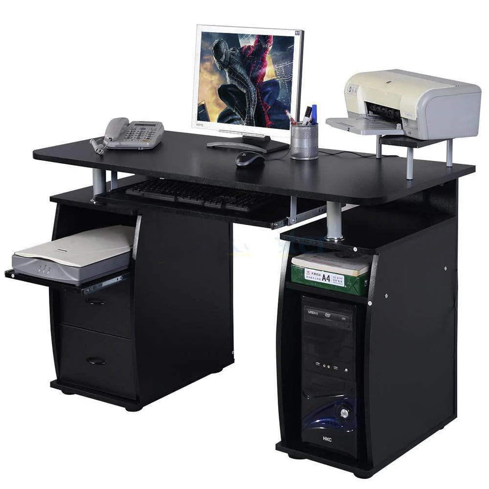 Ktaxon Black Home Office Computer PC Desk Table Work Station,Office Home Raised Monitor & Printer Shelf Furniture