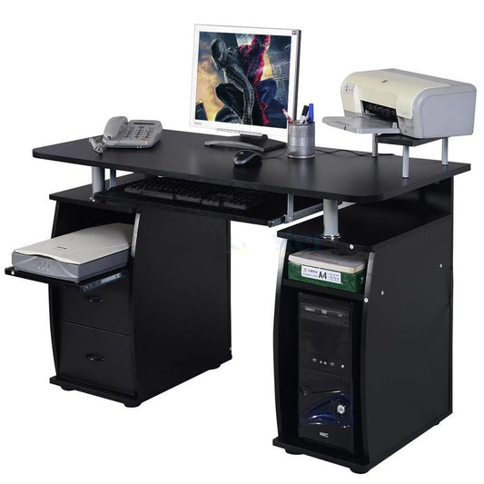 Ktaxon Black Home Office Computer PC Desk Table Work Station,Office Home Raised Monitor & Printer Shelf Furniture