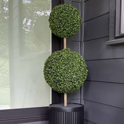 Faux 4' UV Resistant Boxwood Topiary Tree Indoor and Outdoor