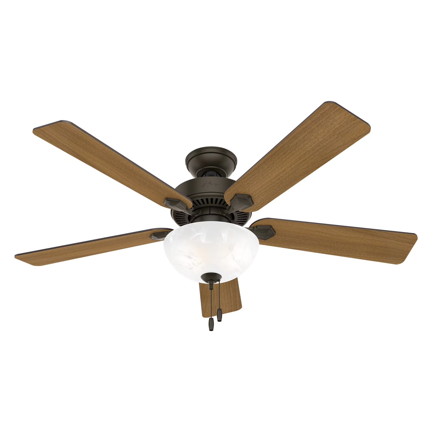 Hunter - Swanson Indoor Ceiling Fan With Light, 52-inch, Matte Silver, Traditional-style, 3-speed WhisperWind Motor, 50909, for living rooms, bedrooms, home offices, kitchens