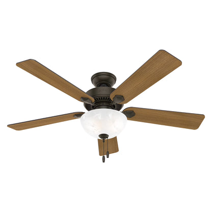 Hunter - Swanson Indoor Ceiling Fan With Light, 52-inch, Matte Silver, Traditional-style, 3-speed WhisperWind Motor, 50909, for living rooms, bedrooms, home offices, kitchens