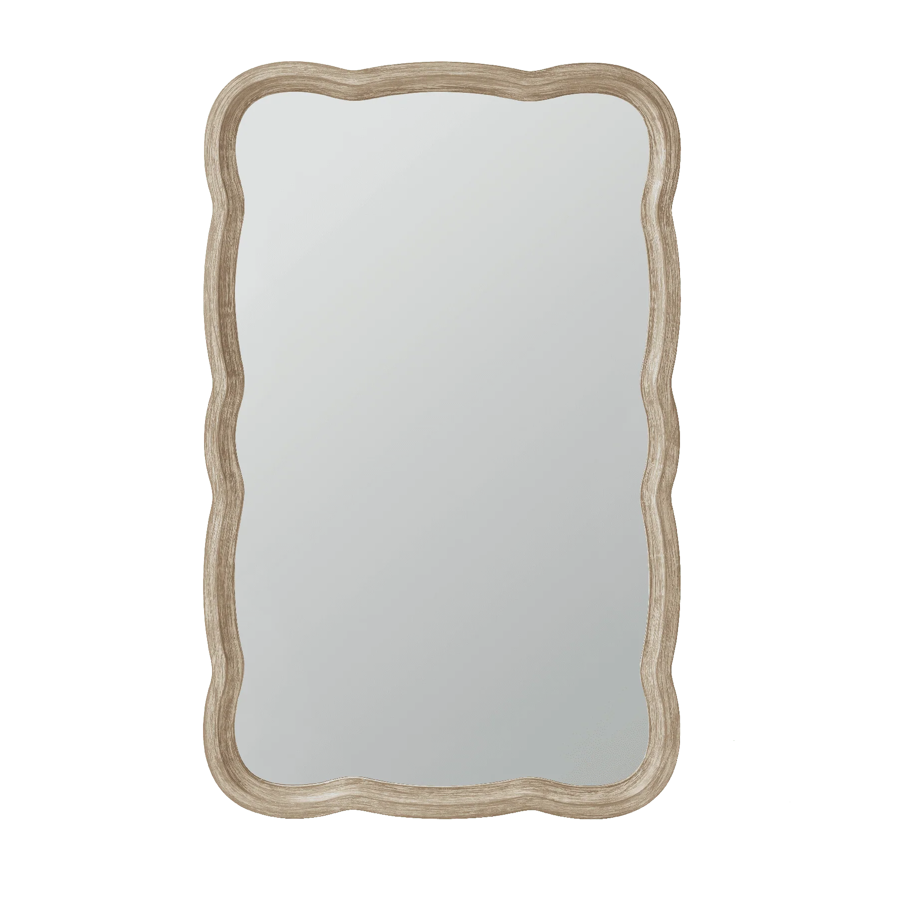COZAYH Curved Wood Frame Accent Mirror, Farmhouse French Country Decorative Wall Mirror, Rectangle 23.5" L x 38" W, Natural