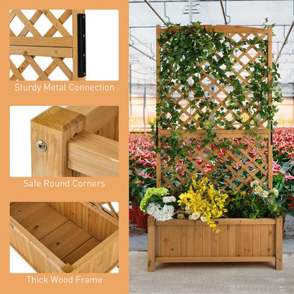 Topcobe Planter Raised Bed with Trellis for Plant Flower Climbing, Tier Plant Stand, Outdoor Garden Potting Bench for Patio Porch Garden, Orange