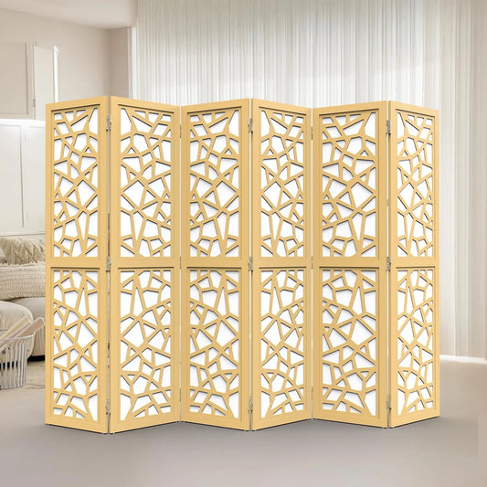 VINGLI 70'' H Room Divider, Non-Woven Fabric Privacy Screen, Indoor Partition Wall Dividers, Freestanding Hinged Space Separator with Modern Unique Pattern