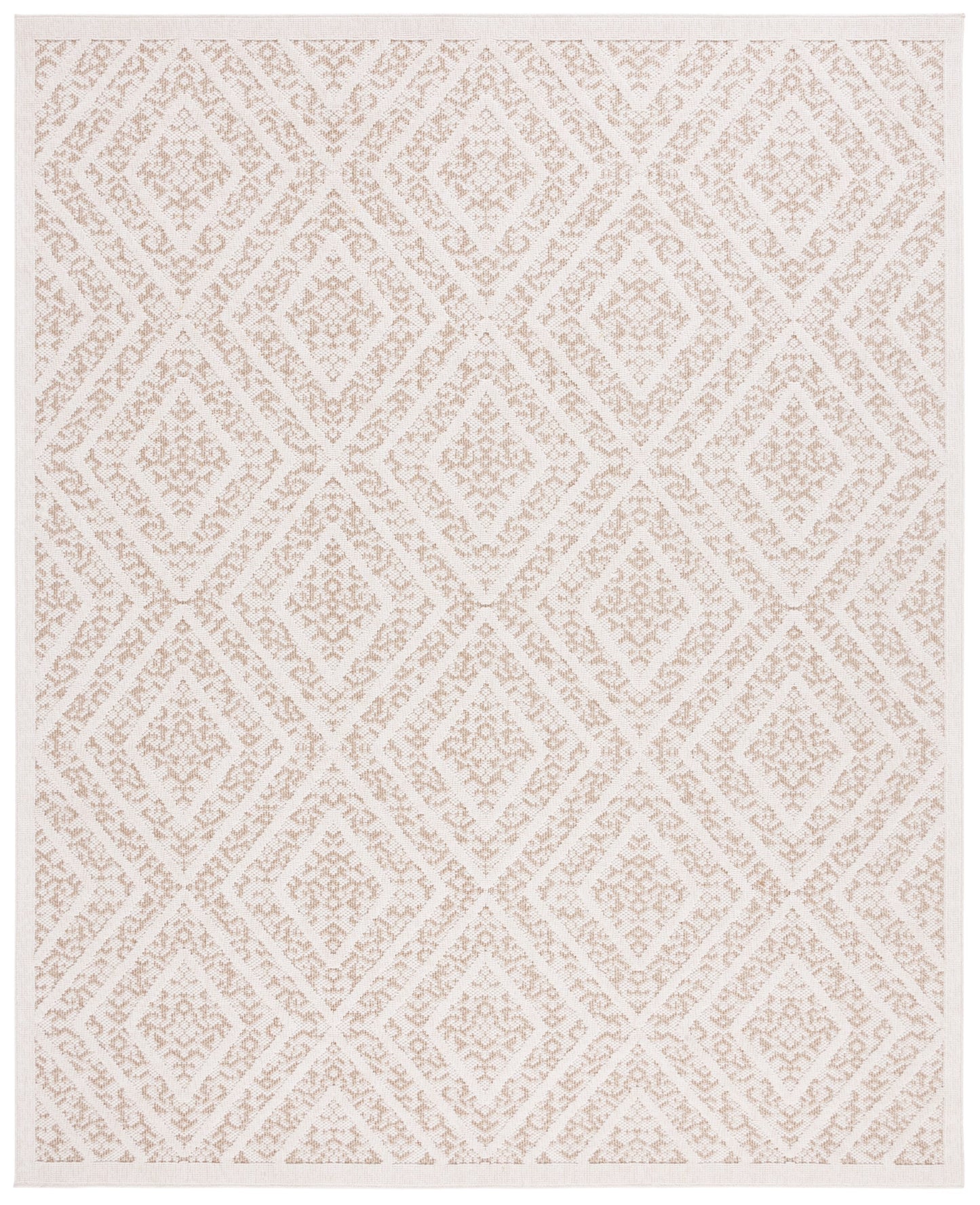 SAFAVIEH Martha Stewart Global Diamond Indoor/Outdoor Area Rug, Light Beige/Brown, 8' x 10'