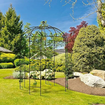 Garden Arch Arbor, Heavy Duty Metal Pergola Pavilion Trellis Birdcage Gazebo French Style 9ftx6.8ft Plants Support Use for Outdoor Climbing Plants Patio Decoration Wedding Ceremony