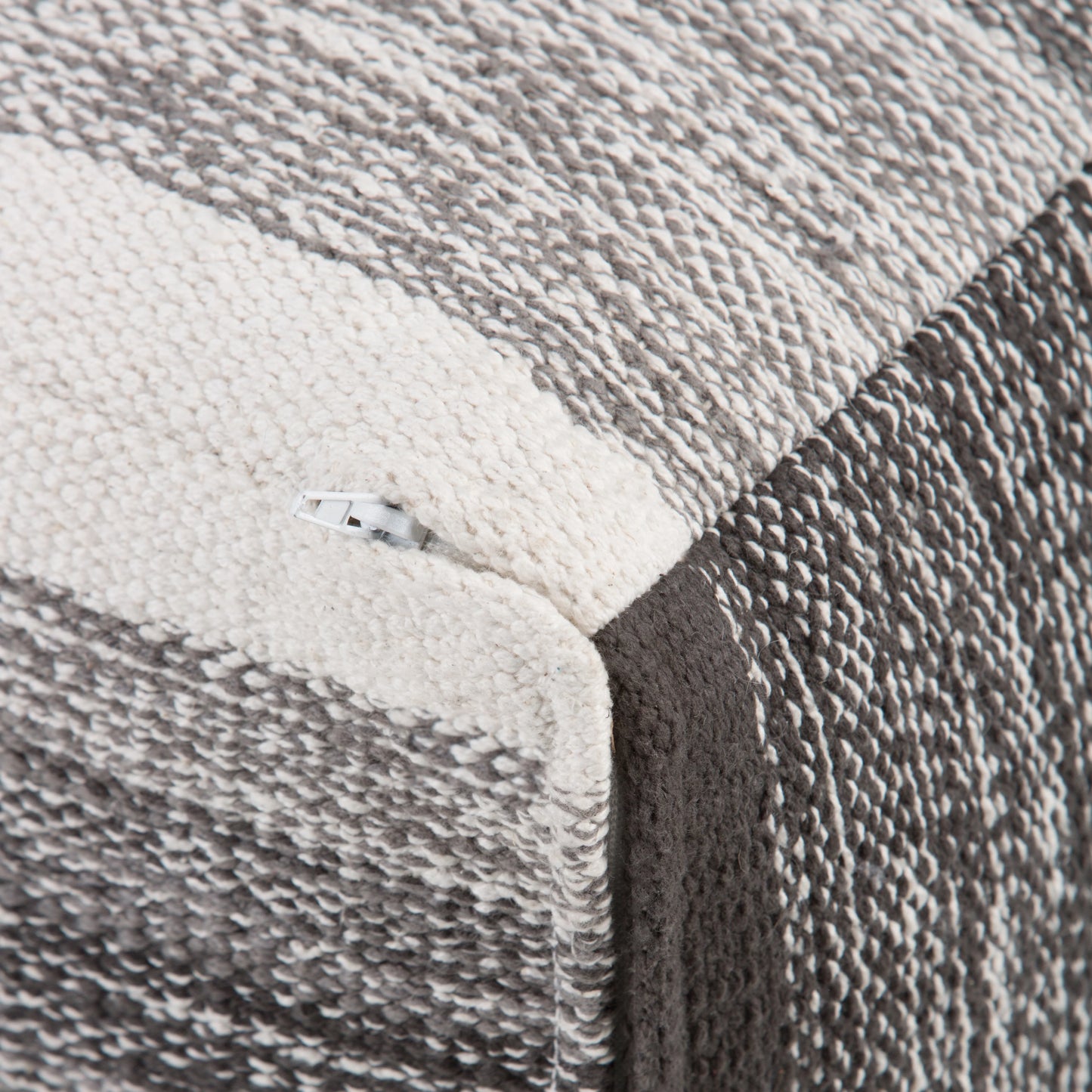 Simpli Home Naya Cube Pouf in Gray Melange Cotton