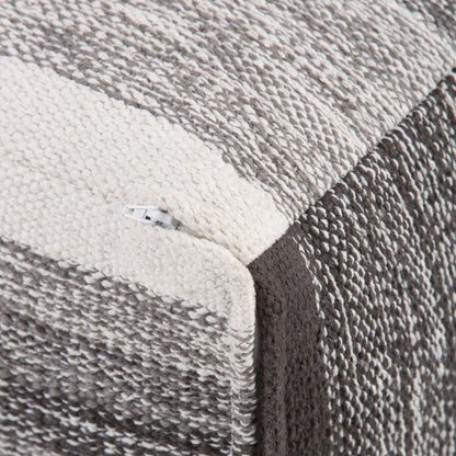 Simpli Home Naya Cube Pouf in Gray Melange Cotton