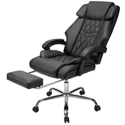 Hoffree Executive Office Chair Big and Tall Office Chair 550lb Wide Seat Ergonomic Computer Desk Chair High Back Leather Chair with Lumbar Back Support for Home Office Black