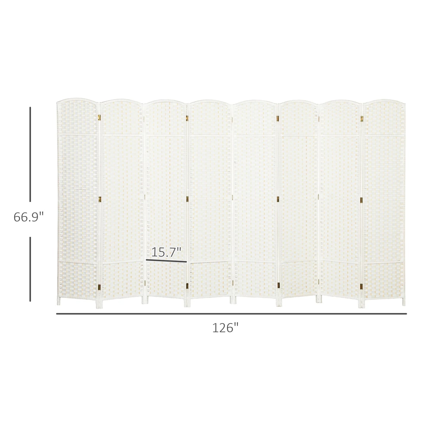 HOMCOM Room Divider, 8 Panel Folding Privacy Screen, 5.6' Tall Freestanding Partition for Home Office, Bedroom, White