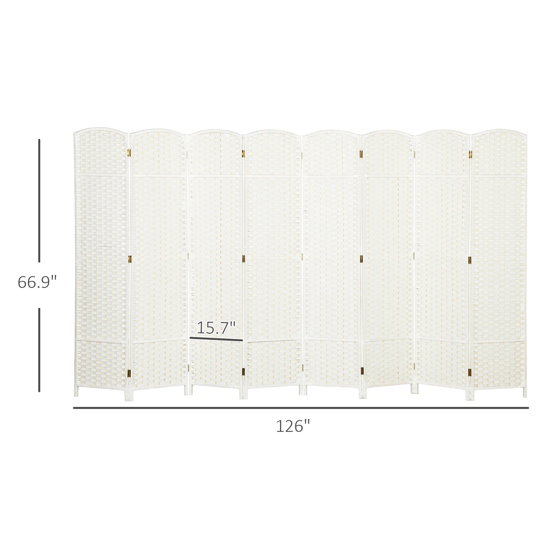 HOMCOM Room Divider, 8 Panel Folding Privacy Screen, 5.6' Tall Freestanding Partition for Home Office, Bedroom, White