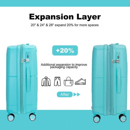 3 Piece Luggage Set Expandable Suitcases Set with Spinner Wheels & TSA Locks, Black