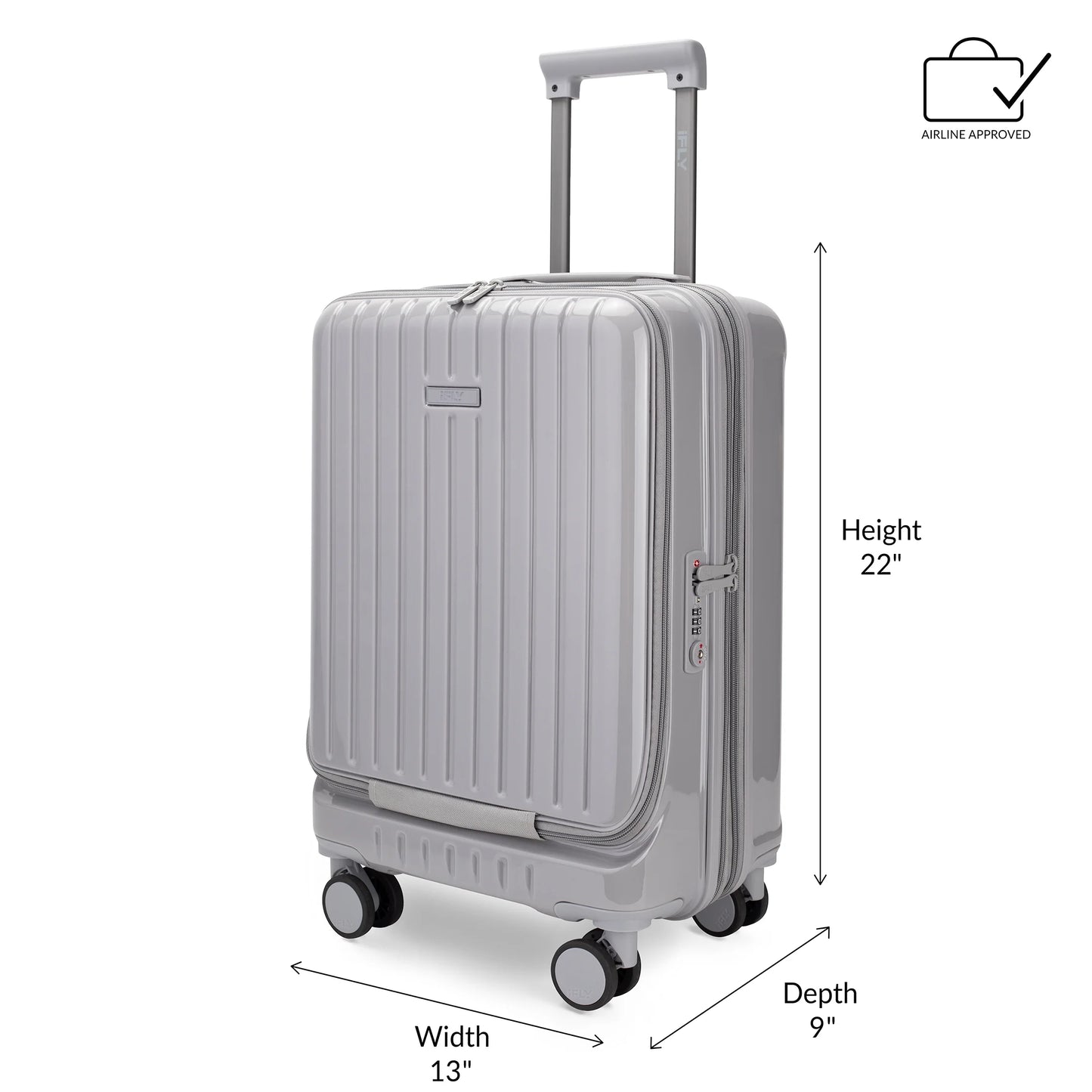 iFLY Odyssey 20" Hardside Carry-on Luggage with Front Opening Pocket, Navy