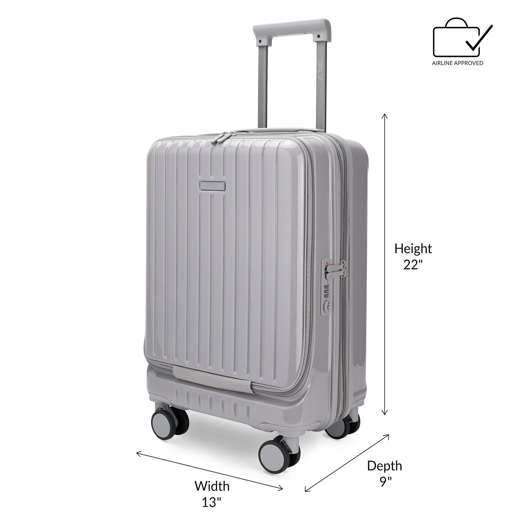 iFLY Odyssey 20" Hardside Carry-on Luggage with Front Opening Pocket, Navy