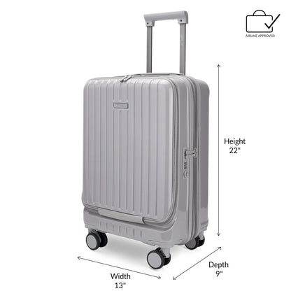 iFLY Odyssey 20" Hardside Carry-on Luggage with Front Opening Pocket, Navy