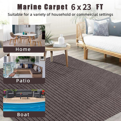 M optimized Marine Carpet, 6FT*23FT Boat Carpet Rugs,for Outdoor Patio Deck, Camping, TPR Non-Slide, Water-Proof, Stripe Brown