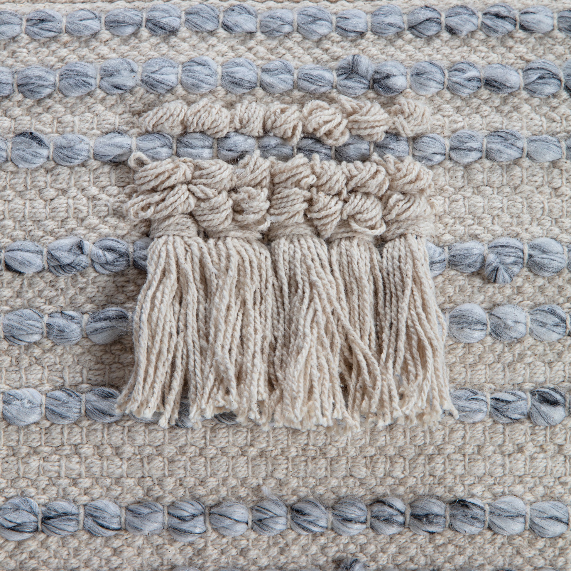 Anji Mountain Beige Cotton Polyester Square Poufs