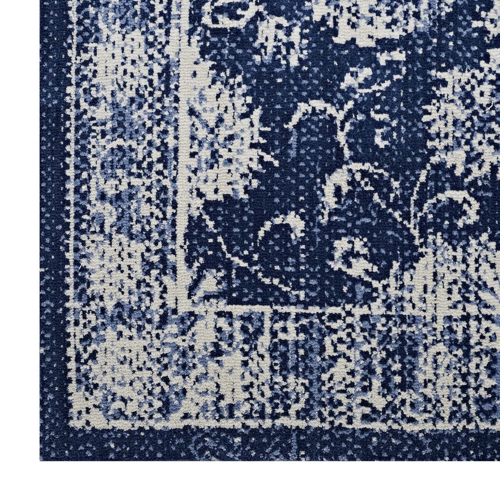 Modway Kazia Distressed Floral Lattice 8x10 Area Rug in Dark Gray and Ivory