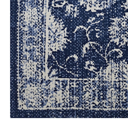 Modway Kazia Distressed Floral Lattice 8x10 Area Rug in Dark Gray and Ivory
