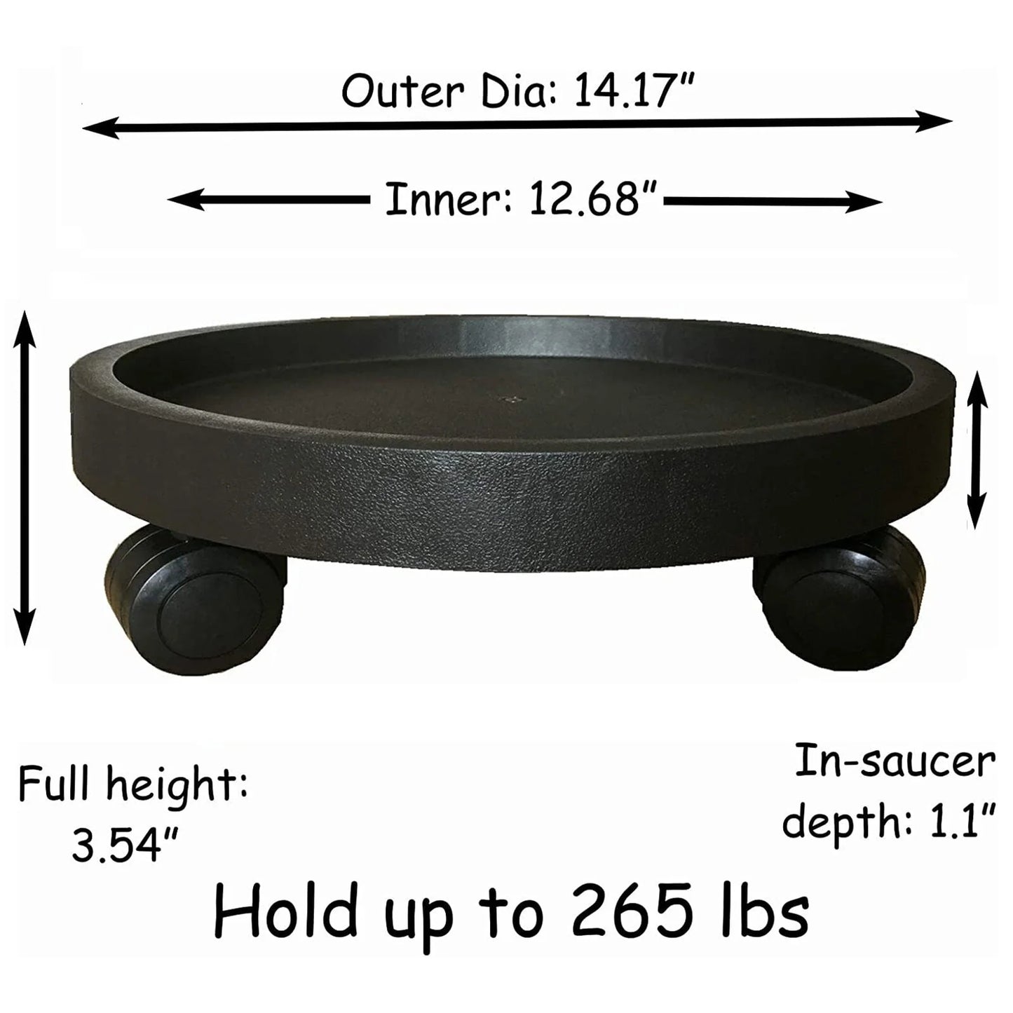 BAODELI 2 Pack of 14 inch Heavy Duty Plant Caddy with Wheels,Rolling Plant Stand Pot Trolley,Wheeled Planter Saucer Tray,Potted Flower Mover Dolly with Casters Round Coaster for Indoor Outdoor(Black)