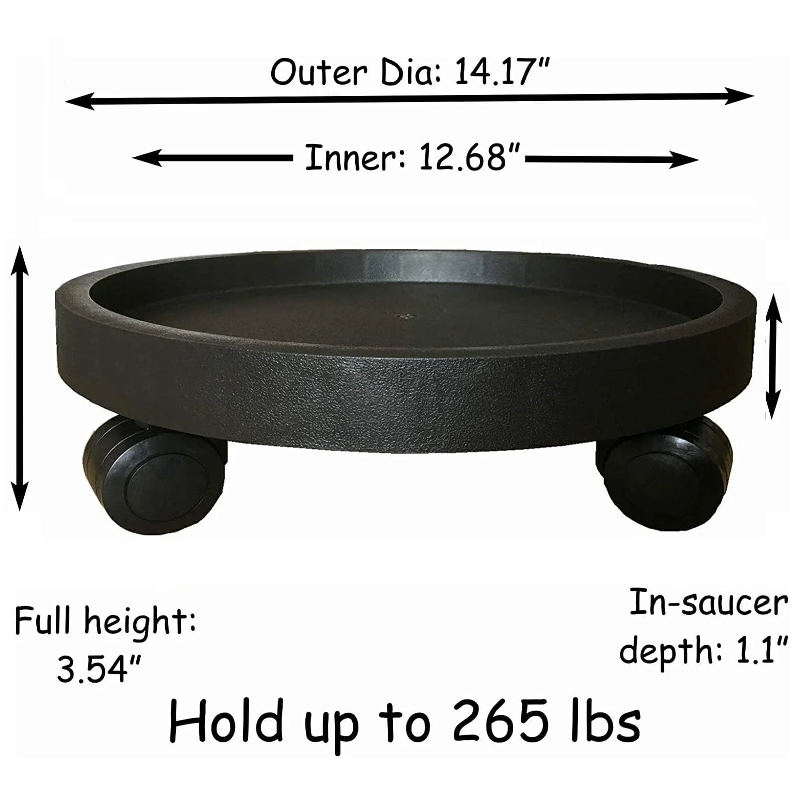 BAODELI 2 Pack of 14 inch Heavy Duty Plant Caddy with Wheels,Rolling Plant Stand Pot Trolley,Wheeled Planter Saucer Tray,Potted Flower Mover Dolly with Casters Round Coaster for Indoor Outdoor(Black)