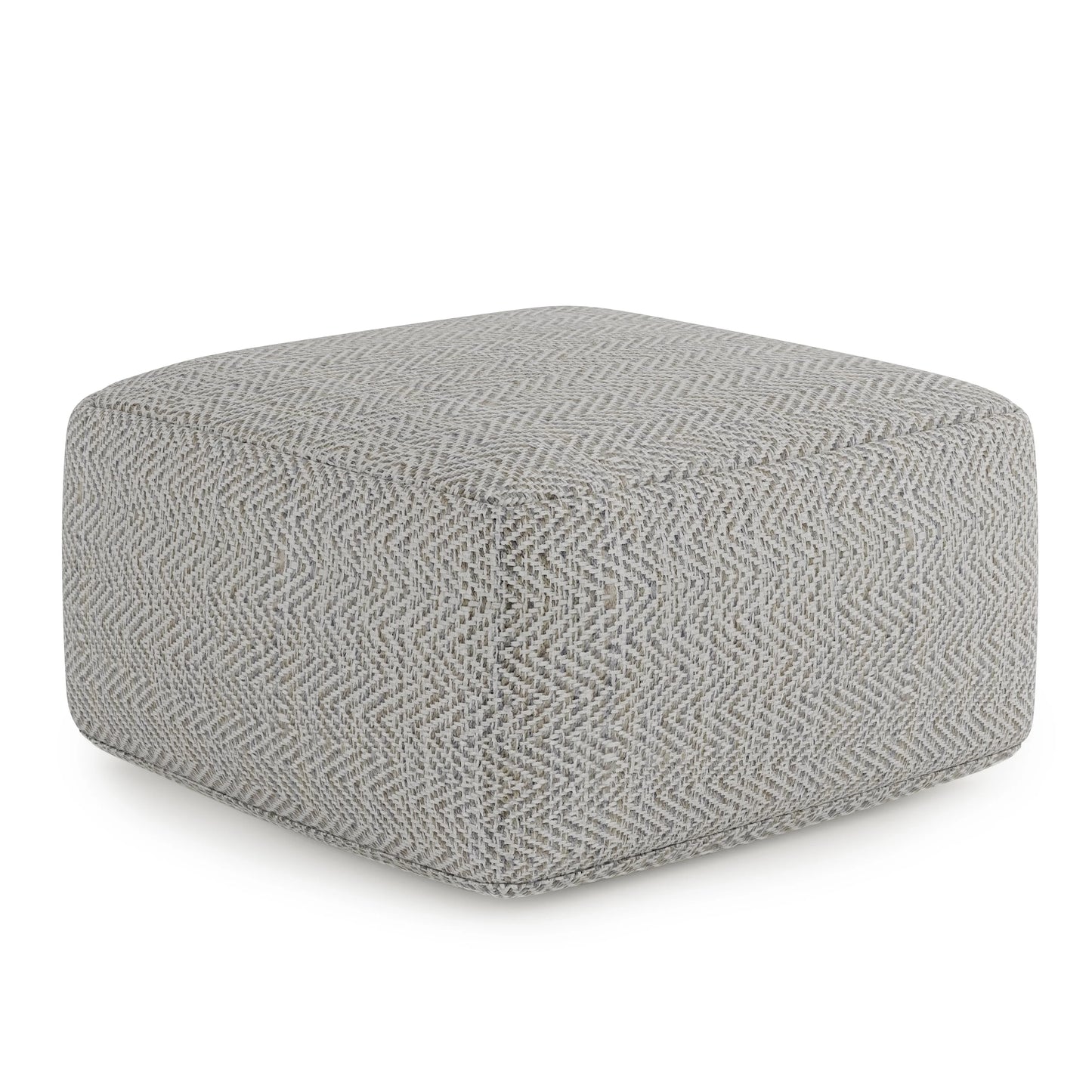 WyndenHall Terri Square Pouf Patterned Grey Melange Casual,Transitional