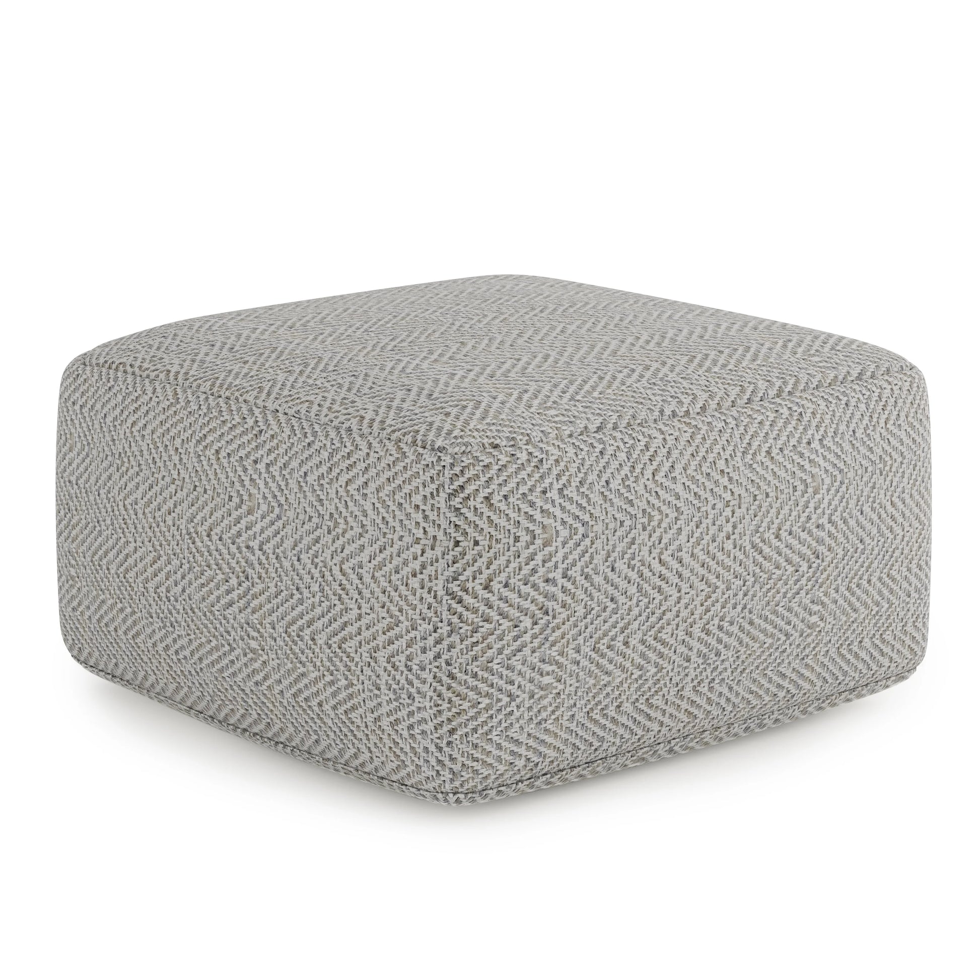 WyndenHall Terri Square Pouf Patterned Grey Melange Casual,Transitional