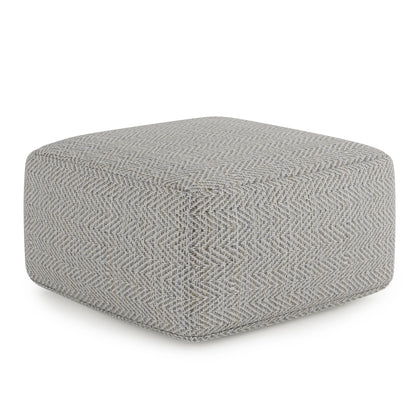 WyndenHall Terri Square Pouf Patterned Grey Melange Casual,Transitional