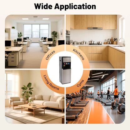 Silver Grey Floor Standing Hot& Cold Water Dispenser with 3 Temperature Settings, Indicator Lights & Removable Drip Tray, for Home Office and Living Room